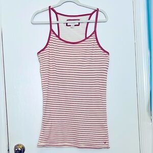 American Eagle Outfitters Red/Cream Striped Tunic Tank Top Womens Large